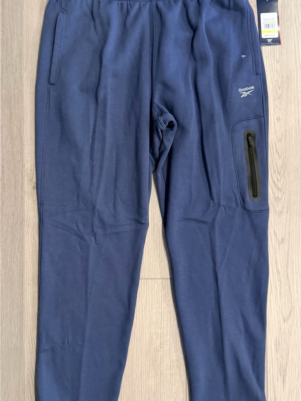 NWT Reebok Men's Tremont Fleece Pants Washed Indigo Blue Tapered Slim Size L